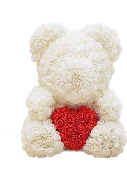 Kırmızı Dropshipping ile Süt Beyaz 40 cm Teddy Bear Gül Yapay Çiçekler Pe Gül Ayı Kadınlar Için Sevgililer Düğün Noel Hediye Kutusu Ev Dekor (Yurt Dışından)