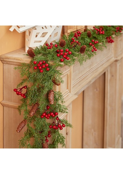 1 Adet Stil 05 Partı Sevınç 2 M Kırmızı Meyveler ile Noel Çam Vine Garland Rattan Ev Partisi Duvar Kapı Dekor Noel Ağacı Süsler Noel Çelenk (Yurt Dışından)