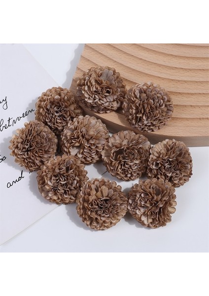 Kahverengi 20 Adet 10/20 Adet 4cm Ortanca Yapay Çiçekler Kafa Düğün Parti Ev Dekorasyon Için Noel Yeni Yıl Hediye Aksesuarları Ipek Çiçek (Yurt Dışından)