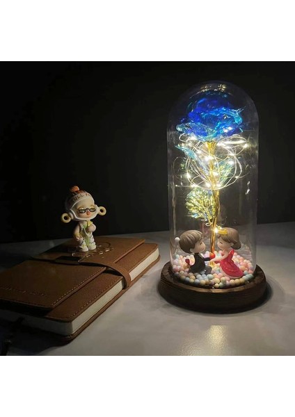 016 2022 LED Büyülü Galaxy Gül Ebedi 24 K Altın Folyo Çiçek Noel Sevgililer Günü Hediyesi Için Kubbede Peri Dize Işıkları ile (Yurt Dışından)