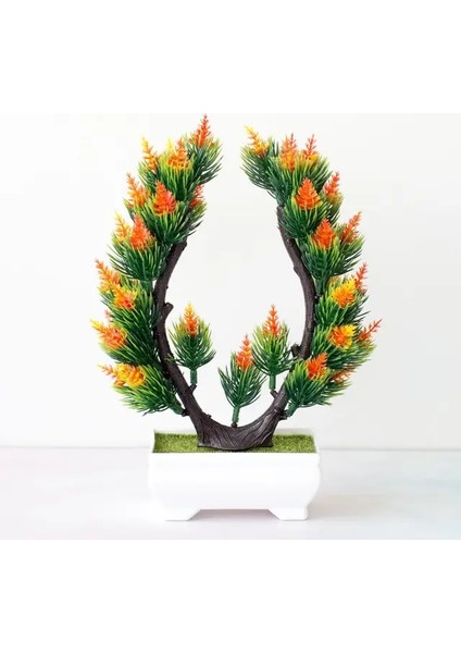 Xiangsiboluo Turuncu Yapay Bitkiler Dıy Basit Bonsai Küçük Ağaç Sahte Bitkiler Sahte Çiçekler Saksı Süsler Banyo Ev Dekor Otel Bahçe Dekor (Yurt Dışından)