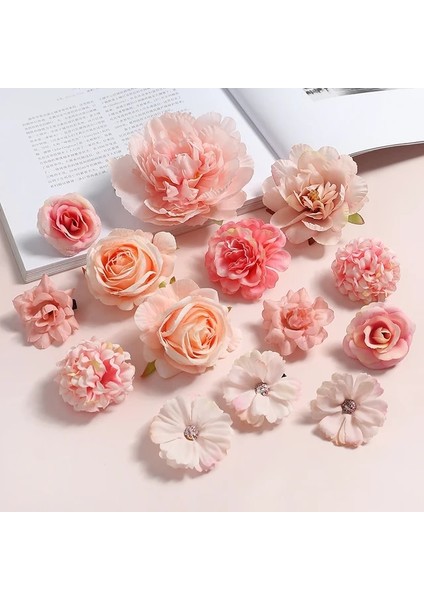 14 Adet Pembe 20/14 Adet/grup Karışık Yapay Çiçekler Ipek Gül Sahte Çiçek Ev Dekor Düğün Dekorasyon Için Dıy Zanaat Çelenk Hediye Aksesuarları (Yurt Dışından)