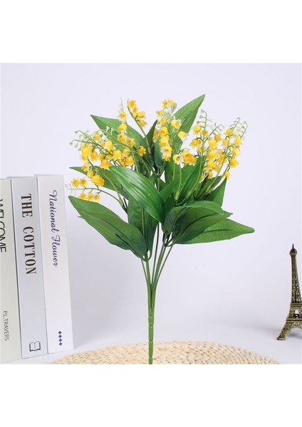 Sarı 7 Şube Beyaz Yapay Vadideki Zambak Çiçek Hediye Ipek Sahte Çiçek Zambak Buketi Ev Ofis Düğün Dekor Için Flore (Yurt Dışından)