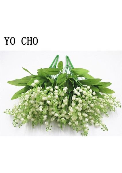 Sarı 7 Şube Beyaz Yapay Vadideki Zambak Çiçek Hediye Ipek Sahte Çiçek Zambak Buketi Ev Ofis Düğün Dekor Için Flore (Yurt Dışından) fiyatları