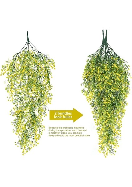 2 Adet Sarı 80 cm 80 cm Yapay Bitki Rattan Altın Çan Söğüt Çekim Düğün Ev Bar Duvar Asılı Dekorasyon Çiçek Plastik Çiçek (Yurt Dışından)