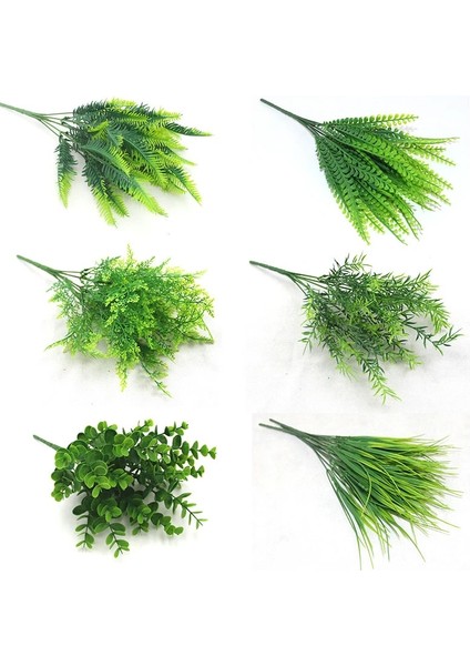 06 7 Çatal Yapay Bitkiler Su Çim Okaliptüs Plastik Yeşil Çim Sahte Çiçekler Düğün Dekorasyon Ev Ofis Masası Dekorları (Yurt Dışından) fiyatları