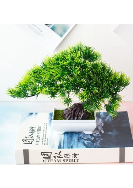 Jixiangshu Yeşil Yapay Bitkiler Saksı Bonsai Yeşil Küçük Ağaç Bitkiler Ev Bahçe Dekor Için Sahte Çiçekler Saksı Süsler Parti Otel Dekor (Yurt Dışından)