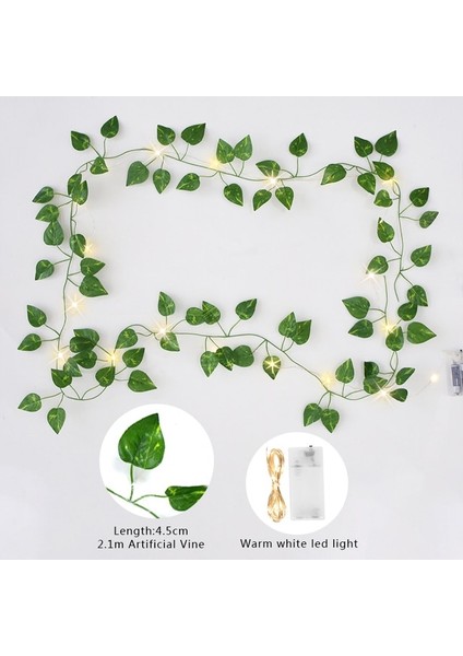 B03 2 Adet 82 Inç Yapay Sarmaşık Yaprağı Bitkiler Asma LED Dize Işık ile Sahte Yeşil Yaprak Çelenk Ev Duvar Dekoru Için Düğün Kemer Çiçek (Yurt Dışından)