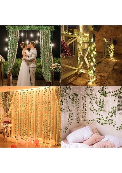 B03 2 Adet 82 Inç Yapay Sarmaşık Yaprağı Bitkiler Asma LED Dize Işık ile Sahte Yeşil Yaprak Çelenk Ev Duvar Dekoru Için Düğün Kemer Çiçek (Yurt Dışından) modelleri