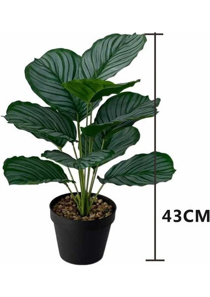 B No Pot 43 cm Yapay Bitki Şube Odası Ev Bahçe Partisi Dekoru Aksesuarları Masa Dekorasyonu Sahte Kaplumbağa Yaprağı 12 Kafa Tropikal Monstera (Yurt Dışından) modelleri