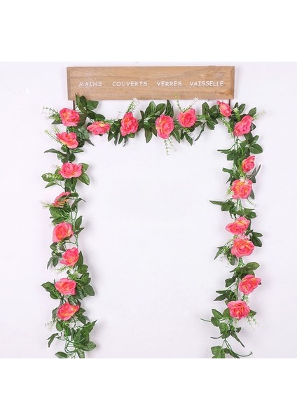 Derin Pembe Ipek Yapay Gül Asma Asılı Çiçekler Duvar Dekorasyonu Için Rattan Sahte Bitkiler Çelenk Bırakır Romantik Düğün Ev Dekorasyon (Yurt Dışından)