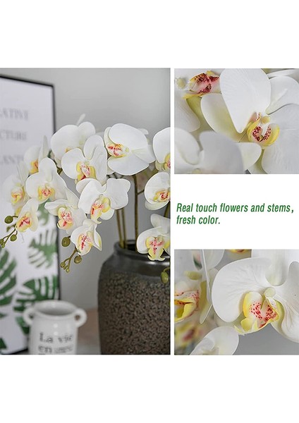Gül 2 Yapraklar 32 Inç Yapay Phalaenopsis Çiçekler 9 Kafaları Yapay Orkide Kelebek Çiçekler Ev Dekor Için Kök Bitkiler 6 Adet (Yurt Dışından)