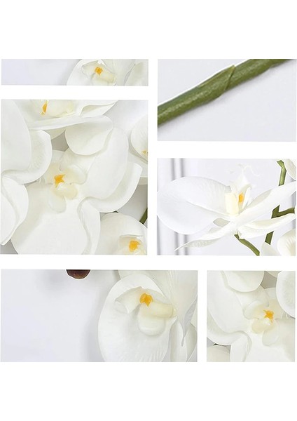 Gül 2 Yapraklar 32 Inç Yapay Phalaenopsis Çiçekler 9 Kafaları Yapay Orkide Kelebek Çiçekler Ev Dekor Için Kök Bitkiler 6 Adet (Yurt Dışından)