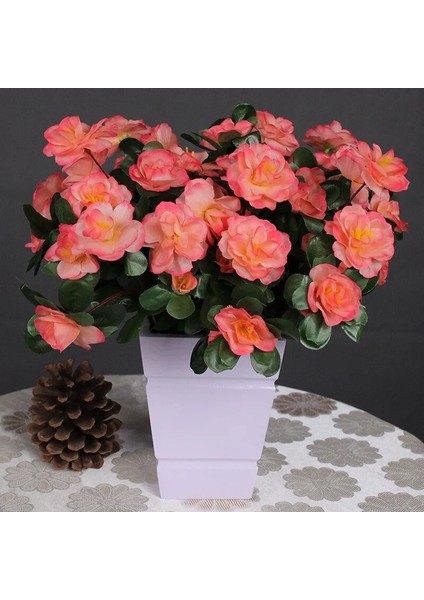 Stil 4 21 Kafa Yapay Ipek Çiçek Açelya Pembe Sahte Çuha Çiçeği Buketi Duvar Ev Masa Düğün Parti Bahçe Açık Vazo Dekor Çiçek (Yurt Dışından) fiyatları