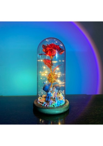 053 2020 LED Büyülü Galaxy Gül Ebedi 24K Altın Folyo Çiçek Noel Sevgililer Günü Hediyesi Için Kubbede Peri Dize Işıkları ile (Yurt Dışından)