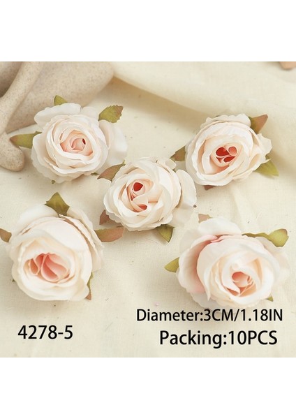 Ipek 4278-5 Beyaz Gül Kafa Yapay Çiçekler Düğün Ev Partisi Noel Doğum Günü Dekor Dıy Çelenk Scrapbooking Craft Sahte Çiçekler Toplu (Yurt Dışından)