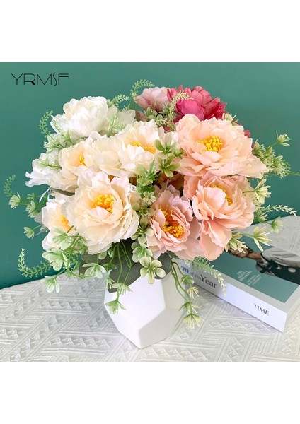Açık Pembe 02 Yapay Çiçekler 6 Kafaları Yapay Şakayık Pembe Ipek Çay Gül Dıy Ev Bahçe Düğün Dekorasyon Için Dıy Yapay Sahte Çiçek (Yurt Dışından)