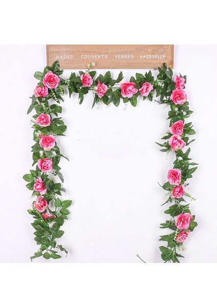 Gül Kırmızı Ipek Yapay Gül Asma Asılı Çiçekler Duvar Dekorasyonu Için Rattan Sahte Bitkiler Çelenk Bırakır Romantik Düğün Ev Dekorasyon (Yurt Dışından)