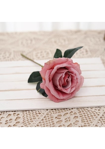 Derin Kahve Pembesi 5 Adet 5 Adet Kısa Gül Yapay Bitkiler Lüks Düğün Dekorasyon Gelin Tutma Buketi Olay Parti Pencere Dekorasyonu Sahte Çiçekler (Yurt Dışından)