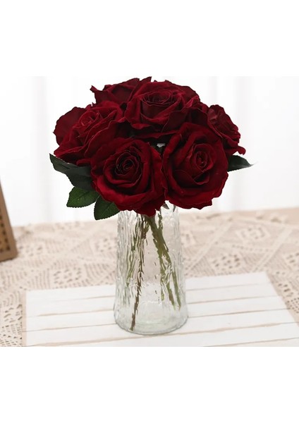 Derin Kahve Pembesi 5 Adet 5 Adet Kısa Gül Yapay Bitkiler Lüks Düğün Dekorasyon Gelin Tutma Buketi Olay Parti Pencere Dekorasyonu Sahte Çiçekler (Yurt Dışından) fiyatları