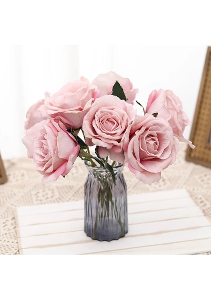 Derin Kahve Pembesi 5 Adet 5 Adet Kısa Gül Yapay Bitkiler Lüks Düğün Dekorasyon Gelin Tutma Buketi Olay Parti Pencere Dekorasyonu Sahte Çiçekler (Yurt Dışından) indirimleri