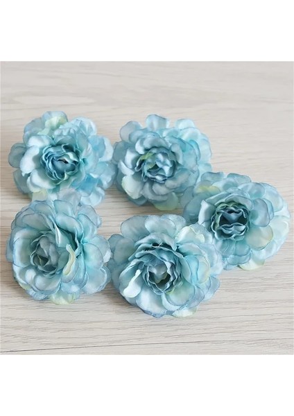 Mavi 10 Adet 5 cm Yapay Ipek Şakayık Gül Çiçek Kafa Dıy Çiçek Duvar Hediye Kutusu Scrapbooking Düğün Ev Partisi Dekorasyon (Yurt Dışından)