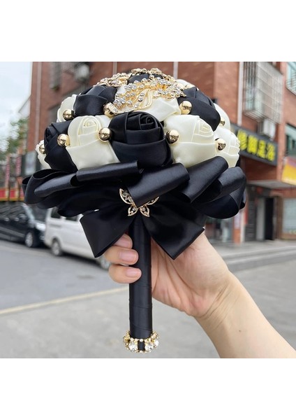 Pembe Lacivert Fildişi Çapı 18CM Sıcak Satış Gelin ve Nedime Buketleri Nefis Rhinestones Ipek Güller ve Inciler El Yapımı Sisters Düğün Buketleri (Yurt Dışından) modelleri