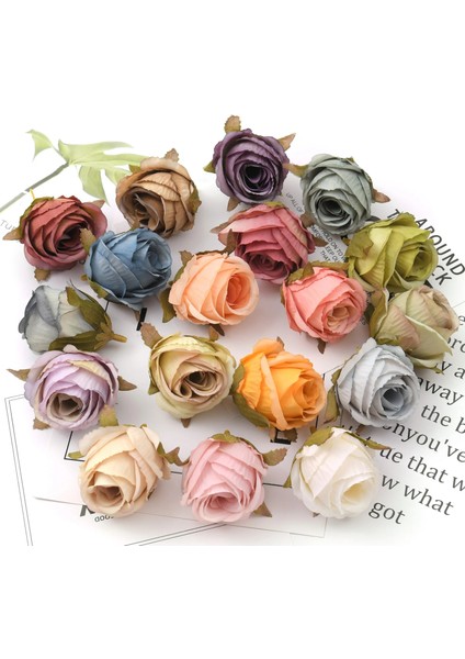 Süt Külü 50 Adet 50 Adet 4 cm Beyaz Gül Tomurcuğu Yapay Ipek Çiçek Başları Düğün Dekorasyon Dıy Çelenk Scrapbooking Craft Sahte Çiçekler (Yurt Dışından)