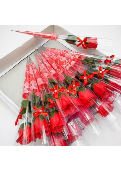 Kırmızı Yaratıcı 10 Adet Tek Kök Yapay Gül Plastik Ambalaj ile Sabun Yapımı Çiçekler Sevgililer Günü Hediyesi Doğum Günü Partisi Decorat (Yurt Dışından)