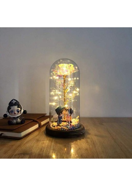 054 2020 LED Magic Galaxy Rose Ebedi 24K Altın Folyo Çiçek Kubbe Peri Dize Işıklar Noel Sevgililer Günü Anneler Günü Hediyesi (Yurt Dışından)