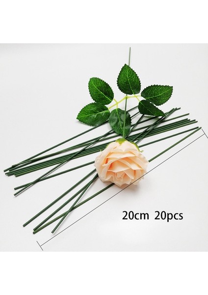 20CM-20 Adet Yapay Çiçek Vazo Dekor Kök Demir Iğne Işi Tel Bitki Duvar Aksesuarları Dıy Zanaat Malzemeleri Için Plastik Gül Sopa Kutup (Yurt Dışından)