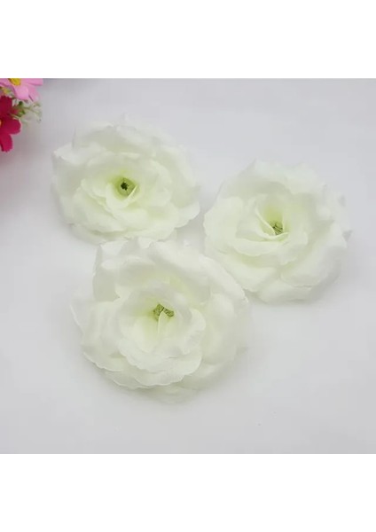 Bej 8 cm 10 Adet 8 cm Turuncu Beyaz Yapay Gül Ipek Çiçek Başları Dıy Düğün Ev Dekorasyon Şenlikli Parti Malzemeleri Kumaş Çiçekler (Yurt Dışından)