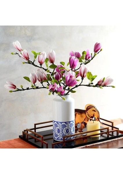 Yeşil Yeni Yapay Manolya Çiçek Şube Ev Oturma Odası Dekorasyon Için Sahte Ipek Bitki Düğün Parti Simülasyon Çiçek Buketi (Yurt Dışından) modelleri