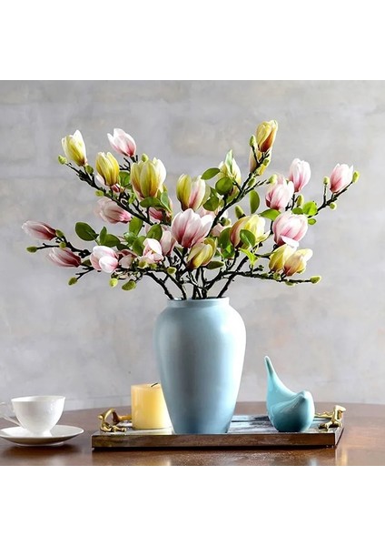 Yeşil Yeni Yapay Manolya Çiçek Şube Ev Oturma Odası Dekorasyon Için Sahte Ipek Bitki Düğün Parti Simülasyon Çiçek Buketi (Yurt Dışından) fırsatları