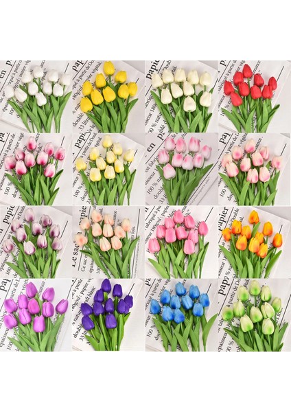 Renk 17 10 Adet 3/5/10 Adet Laleler Yapay Çiçekler Gerçek Dokunmatik Çiçekler Lale Buketi Dekor Sahte Laleler Çiçek Ev Düğün Süslemeleri Için (Yurt Dışından)