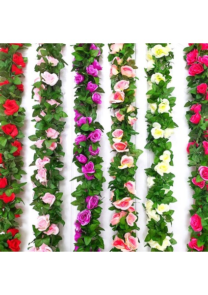Sarı 250 cm Yapay Çiçekler Asma Ev Düğün Bahçe Dekor Rattan Gül Sahte Çiçekler Rattan Dize Festivali Asılı Ipek Çiçek (Yurt Dışından)