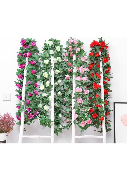 Sarı 250 cm Yapay Çiçekler Asma Ev Düğün Bahçe Dekor Rattan Gül Sahte Çiçekler Rattan Dize Festivali Asılı Ipek Çiçek (Yurt Dışından)