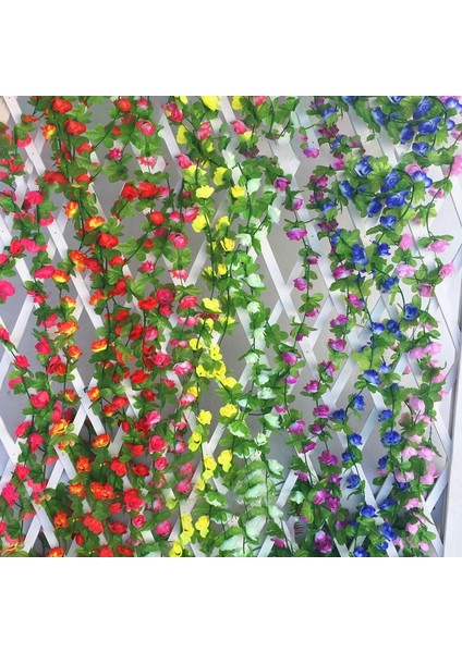Sarı 250 cm Yapay Çiçekler Asma Ev Düğün Bahçe Dekor Rattan Gül Sahte Çiçekler Rattan Dize Festivali Asılı Ipek Çiçek (Yurt Dışından)