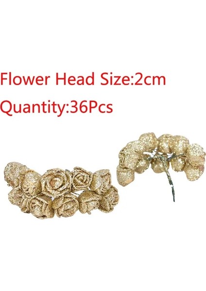 B01-36PCS 10-36 Adet Glitter Gül Kırmızı Kırmızı Pembe Altın Yapay Gül Köpük Çiçek Buketi Gelin Parti Düğün Parti Dekorasyon Sahte Buket (Yurt Dışından)
