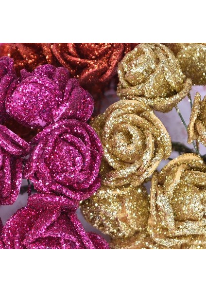 B01-36PCS 10-36 Adet Glitter Gül Kırmızı Kırmızı Pembe Altın Yapay Gül Köpük Çiçek Buketi Gelin Parti Düğün Parti Dekorasyon Sahte Buket (Yurt Dışından) fiyatları