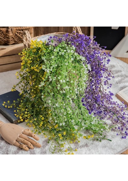 Sütlü Beyaz 80 cm Yapay Bitki Rattan Altın Çan Söğüt Çekim Düğün Ev Bar Duvar Asılı Dekorasyon Çiçek Plastik Çiçek (Yurt Dışından) modelleri