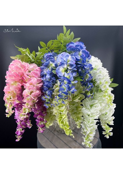 Menekşe Sunmade 3 Çatal Yüksek Simülasyon Büyük Wisteria Çiçekler Ev Düğün Bahçe Dekorasyon Duvar Asılı Dekor Flores Artificiales Güz (Yurt Dışından) modelleri