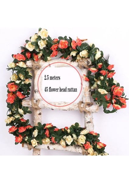 Stil 9 250 cm / 99 Inç 45 Çiçek Ipek Güller Düğün Dekorasyonu Sarmaşık Asma Yapay Çiçekler Yeşil Yapraklı Kemerli Dekorasyon Duvar H (Yurt Dışından) modelleri