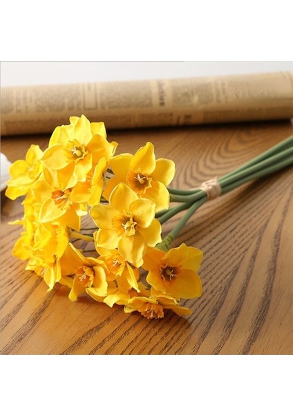 Sarı Dıa 14 cm Pastoral Tarzı Nergis Buket Sahte Çiçekler Yapay Çiçekler Oturma Odası Dekorasyon Masa Çiçekler Kapalı Dekorasyon (Yurt Dışından)