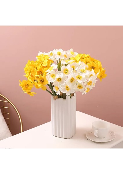Sarı Dıa 14 cm Pastoral Tarzı Nergis Buket Sahte Çiçekler Yapay Çiçekler Oturma Odası Dekorasyon Masa Çiçekler Kapalı Dekorasyon (Yurt Dışından) modelleri