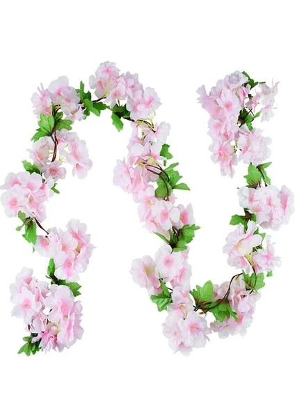 B04 Pembe Çiçek Askılığı 2.3 M Çiçek Çelenk Yapay Çiçek Dize Yaprakları ile Ipek Sakura Kiraz Çiçeği Ivy Vine Ev Bahçe Düğün Kemer Dekor Için (Yurt Dışından)