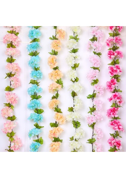 B04 Pembe Çiçek Askılığı 2.3 M Çiçek Çelenk Yapay Çiçek Dize Yaprakları ile Ipek Sakura Kiraz Çiçeği Ivy Vine Ev Bahçe Düğün Kemer Dekor Için (Yurt Dışından) modelleri