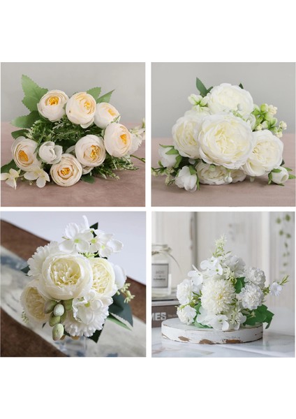 Stil 2 1 Buket Beyaz Yapay Çiçekler Şakayık Çay Gülü Sonbahar Ipek Sahte Çiçekler Dıy Oturma Odası Ev Bahçe Düğün Dekorasyon Için (Yurt Dışından) modelleri