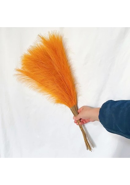 Turuncu 55CM 5 Adet 55CM Sahte Pampas Çim Yapay Görkemli Çim Vazo Dolgu Çiçek Ev, Oturma Odası, Mutfak, Düğün, Boho Dekor (Yurt Dışından)