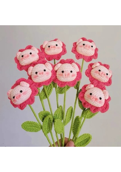 S24 Tığ Işi Çiçek Resim Olarak Domuz Tığ Çiçek Sevimli Yapay Çiçekler Kawaii El Örgü Buket Ev Yapımı Tığ Çiçek Dekor Dıy Öğretmenler Günü Hediyeleri 꽃다발 (Yurt Dışından)